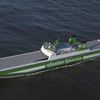 Graphical rendering of the new hybrid RoRo (picture courtesy Finnlines/ Knud E. Hansen) 