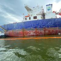 Hafnia Rhine discharged an estimate of 2,100 gallons of oil before its crew secured the source of the discharge. (Photo: U.S. Coast Guard Sector New Orleans)