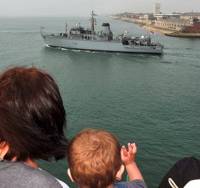 HMS Atherston Departs: Photo credit MOD