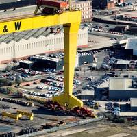 Image for illustration only -  Aerial view of Cranes in Harland and Wolff Shipyard Dockyard, where RMS Titanic was built - Credit: peter/AdobeStock