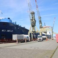 In total, four trucks of LNG were brought to the German port and transferred to Wes Amelie (Photo: Nauticor)