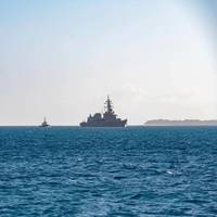 JS Sazanami (DD-113) arrives in Diego Garcia during a scheduled port visit July 17, 2024. (U.S. Navy photo by Mass Communication Specialist Seaman Jordan Steis)