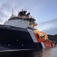 KOTUG Canada has applied 'revolutionary non-toxic noise reduction coatings' to the hull of one of itsvessels, the K.J. Gardner. Image courtesy KOTUG Canada