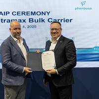 (L to R): Hans Bredrup, Chairman of Pherousa AS, with Patrick Ryan, ABS Senior Vice President and Chief Technology Officer