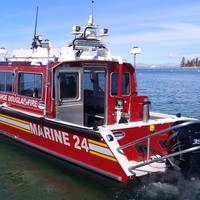 Lake Assault Boats has delivered a new 32-foot fireboat to the Tahoe Douglas Fire Protection District (TDFPD) in Lake Tahoe, Nev. (Photo courtesy of TDFPD.)