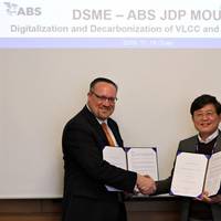 Left to right: Esa Jokioinen, Caption: Patrick Ryan, ABS Senior Vice President Engineering and Technology and Mr. Dong Kyu Choi, DSME Executive Vice President. Photo: ABS