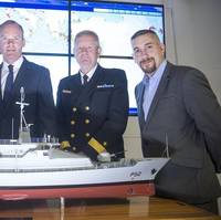 Left to right: Rory Fitzpatrick, ceo, National Space Center; Simon Coveney TD, Minister of Defense, Agriculture, Food and the Marine; Commodore Hugh Tully, Flag Officer Commanding Naval Service and John Makarus, operations director, Voyager IP at the launch of the new satellite service (Photo: Voyager IP)