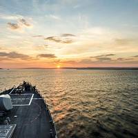 The Arleigh Burke-class guided-missile destroyer USS Donald Cook (DDG 75) transits the Dardanelles en route to the Black Sea. (U.S. Navy photo by Mass Communication Specialist Seaman Edward Guttierrez III/Released)