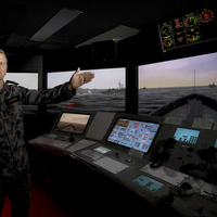 Maritime Warfare Officer Training in the KONGSBERG simulator at HMAS Watson. Photo credit: POIS Yuri Ramsey. Copyright: Commonwealth of Australia