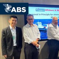 Michael Kei, ABS Director of Engineering in Singapore; Dr. Foo Kok Sen, Keppel Offshore & Marine Executive Director; Aziz Merchant, Keppel Offshore & Marine Executive Director; Panos Koutsourakis, ABS Director of Sustainability; Ilias Soultanias, ABS Senior Sustainability Specialist; Ivan Lim, Keppel Offshore & Marine General Manager. Image courtesy ABS