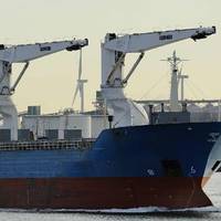 M/S Antonia is equipped with two heavy lift cranes and tweendecks. Pic: Meriaura.