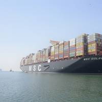MSC GULSUN,  the largest container ship in the world, transits the Suez Canal for the first time 9 August 2019. CREDIT: SCA