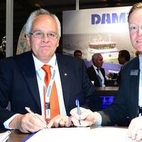Nick Jeffrey, General Manager of Solent Towage (left) and Arjen van Elk, Sales Manager North, West and South Europe, Damen Shipyards