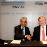 N-KOM’s CEO Chandru Rajwani and Dr Henrik O. Madsen, DNV GL’s Group President and Chief Executive Officer, signed the memorandum. (Photo: Laurence Tissot)