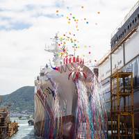 Japan's Mitsubishi Shipbuilding launched the first of two large multi-role response vessels (MRRVs) being built to order for the Department of Transportation in the Republic of the Philippines. Photo courtesy Mitsubishi Shipbuilding Co., Ltd.