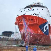 Offshor MFSV launch: Photo credit Zhenjiang Shipyard