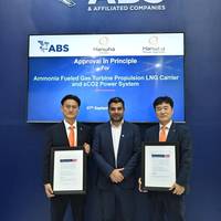 Photo Caption: ABS Vice President, Global Sustainability, Panos Koutsourakis (center), joins Sung Hyo Cho (left), Director and General Manager, Power Solutions Division, Hanwha Power Systems, and Hyoung Seong Kim (right), Head of Advanced Product Strategy Office, at Gastech 2023. Credit: ABS