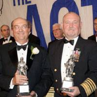 Photo caption (from left to right): Ronald Widdows, Group President and CEO of Neptune Orient Lines (NOL) of Singapore, parent company of American President Lines (APL); Admiral Thad W. Allen, Commandant, United States Coast Guard; Donald Kurz, President and CEO of Keystone Shipping Company