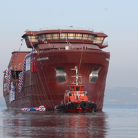 Photo caption: This photo of the sister vessel, Newbuilding 1088 , Bjørg Pauline was taken at the recent vessel launch at Tersan Shipyard. (Photo courtesy of Corvus Energy)