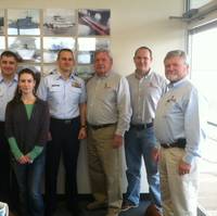 Pictured above are, from left to right, Mike Capitain, Naval Architect, Cdr. Gooding, Jackie Ellis, Designer, Capt.. Nadeau, Ed Shearer, Principal Naval Architect, Christian Olavesen, Naval Architect and Ron Sikora, Senior Designer. Not pictured was Joshua Sebastian, Engineering Manager and Jo Ann Pitzer, Office manager.