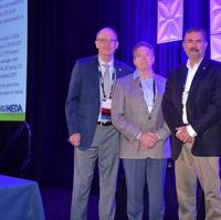 Pictured (L to R), Stanley Ekren, VP Manager Rivers & Lakes Division (GLDD), Dan Conrad, Senior Vice President (Conrad Shipyard), Robert Socha, Vice President Sales & Marketing (Conrad Shipyard), Julie Hile (The Hile Group)