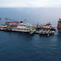 Pioneering Spirit safely removed the 3,800 t QP topsides in June 2019 and will return to remove the DP and PCP platforms and connecting bridges - Image Credit: Allseas