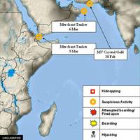 Piracy Horn of Africa incident map courtesy of OPINTEL