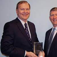 Richard Hadsall receives Lifetime Achievement Award from MTN's CEO Errol Olivier: Photo credit MTN