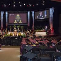 Rear Adm. Mat Winter, the U.S. Navy’s deputy program executive officer for the F-35 Lightning II, gave the commencement address at The Apprentice School graduation. Photo by John Whalen.