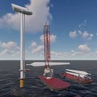 Rendering of the elevator style wind turbine assembly system from CLS Wind (Image: CLS Wind)