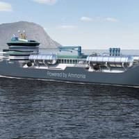 Rendering of the M/S NoGAPS ammonia-powered gas carrier. (Image: Breeze Ship Design)