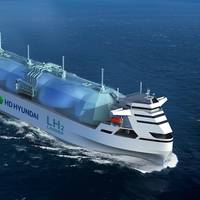 Rendering of the new 80k CBM electric propulsion liquid hydrogen (LH₂) carrier design concept from HD KSOE. (Image: HD KSOE)