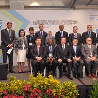 Representatives from IMO, the lead pilot countries and Singapore at the GloMEEP launch (Photo: IMO)