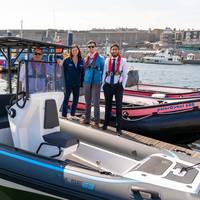 Representatives of the DfT, Innovate UK & University of Plymouth with the RS Pulse 63. Credit: Aqua superPower