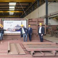 Royal Niestern Sander held a keel laying ceremony for the new stern of the passenger ferry Münsterland, which will be converted to LNG propulsion. (Photo: Royal Niestern Sander)