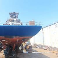 RV Roger Revelle in drydock. Image courtesy Glosten