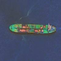 Satellite image of the Greek-flagged crude oil tanker Sounion that was recently attacked by Yemen’s Houthis in the Red Sea. [Satellite image © 2024 Maxar Technologies]