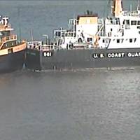 Screenshot of vessel traffic service camera at 1544, at the time of collision.​ (Source: ​​US Coast Guard​​)