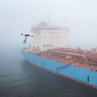 SHIP SERVICE: Maersk Tankers is testing drones for making deliveries to its vessel. (Photo: Maersk Group)