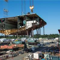 Construction of the nuclear-powered aircraft carrier John F. Kennedy