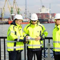 Supply Base Manager Alexander Pavlov (left) discusses planned upgrades