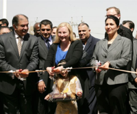 Sweden’s Minister for Trade, Ewa Björling at the inauguration together with Kurdistan\'s Minister of Trade and Industry Sinan Çelebi (at left), the Minister of Labour and Social Affairs Asos Najib Abdullah and the Governor Nawzad Hadi. Photo credit Scania