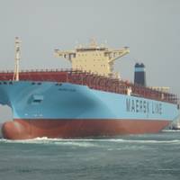 TAURO RICKMERS will be trading as MAERSK EVORA. She is one of the final  two 13,100 TEU container ships recently delivered by Hyundai Heavy Industries to Rickmers Group. Photo: Rickmers Group