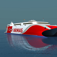 The 109 meter long wave-piercing vessel will be the third Incat built high speed catamaran to join the Naviera Armas fleet. (Image: Wärtsilä)