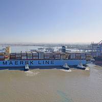 The 13,092 TEU Maersk Elba is the largest ship to call in Israel (Photo: Haifa Port Company)