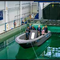 The 25 ft. 3 D printed boat (2019). Souce: University of Maine