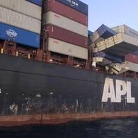 The 277-meter APL England lost dozens of containers overboard off the coast of Sydney, Australia in May. (Photo: AMSA)