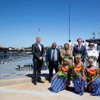 The ceremony was attended by Australia’s Minister for Defence Personnel and Minister for Veterans Affairs, The Hon. Matt Keogh MP, and Papua New Guinea Minister for Defence, The Hon. Win Bakri Daki MP. (Photo: Austal)