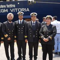 The CMA CGM Group welcomed the arrival of the first Indian flagged containership registered by a major foreign carrier, CMA CGM Vitoria, at Nhava Sheva Free port Terminal. Credit: CMA CGM