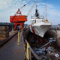 The Coast Guard Alex Haley sits dry docked for repairs and maintenance in Seattle, Washington, Dec. 13, 2022. While in dry dock, the crew and contractors successfully completed more than $6 million worth of repairs. (Photo: U.S. Coast Guard)